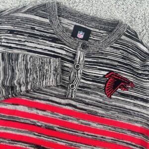Atlanta Falcons NFL Mens M Henley Sweater Pullover Striped Knit Retro